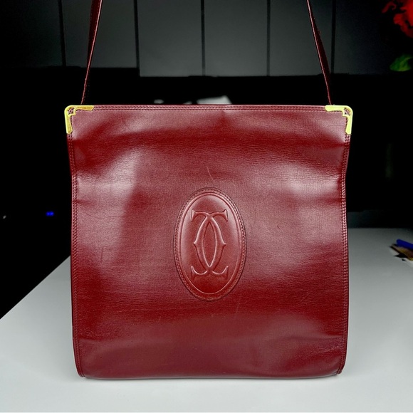 Cartier Handbags - Cartier shoulder bag mast line Bordeaux leather